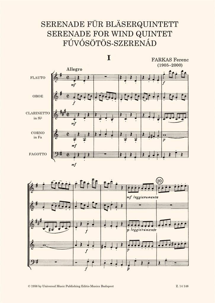 Farkas: Serenade for Wind Quintet