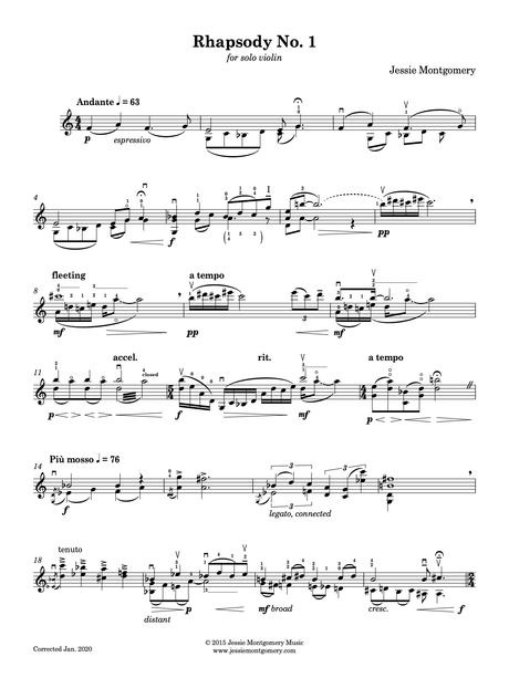 Montgomery: Rhapsody No. 1 for Solo Violin