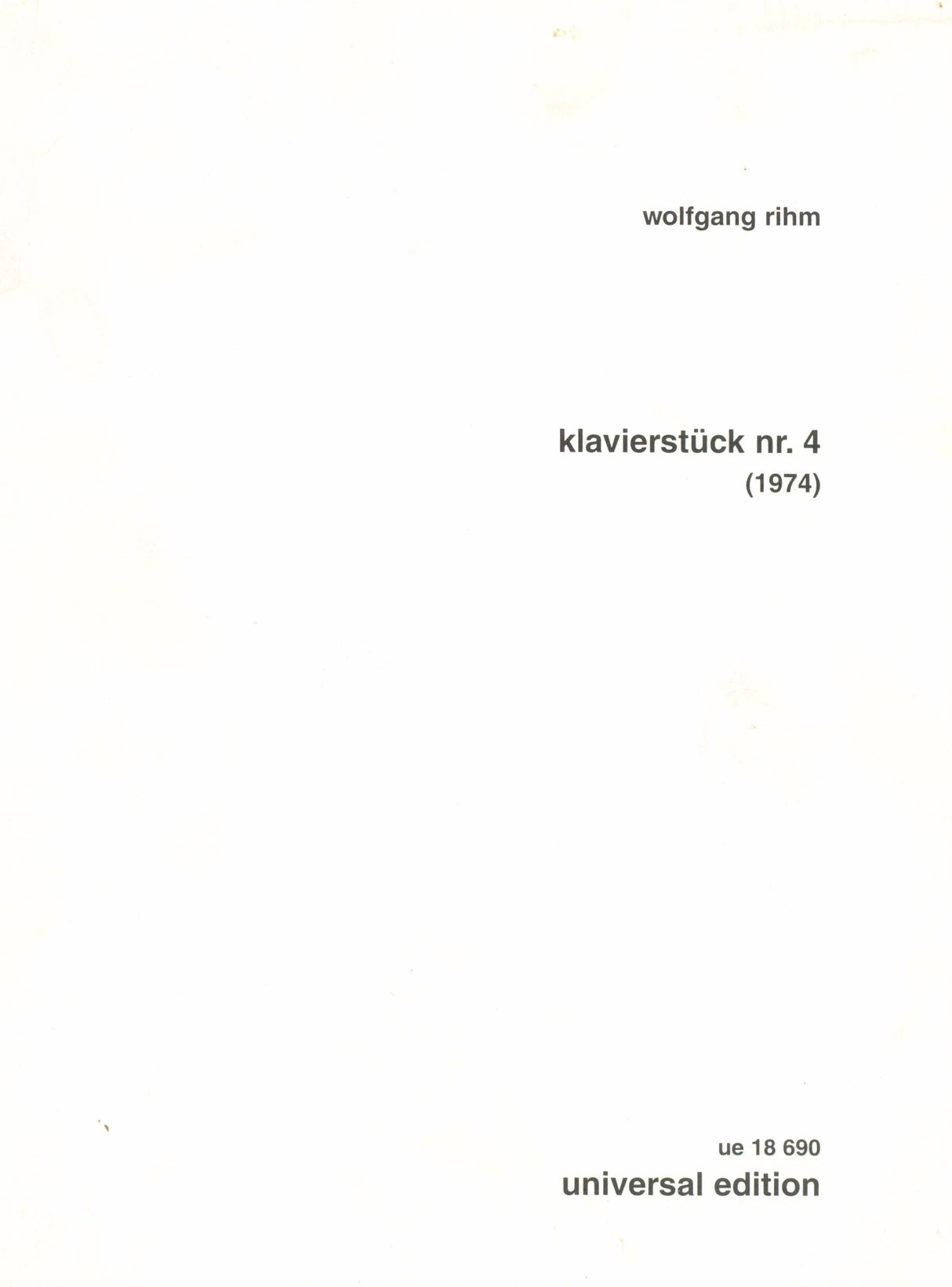 Rihm: Piano Piece No. 4