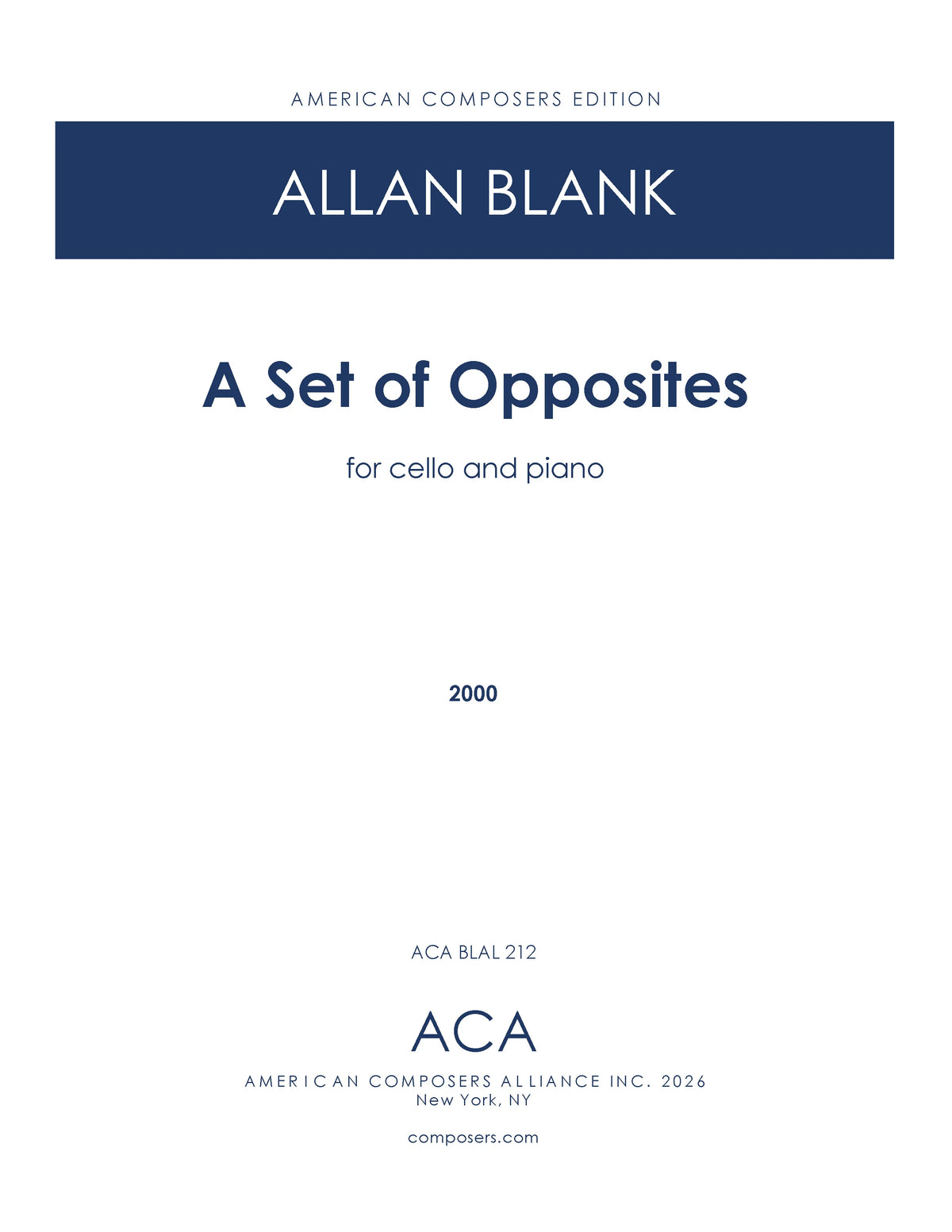 Blank: A Set of Opposites (Version for Cello & Piano)