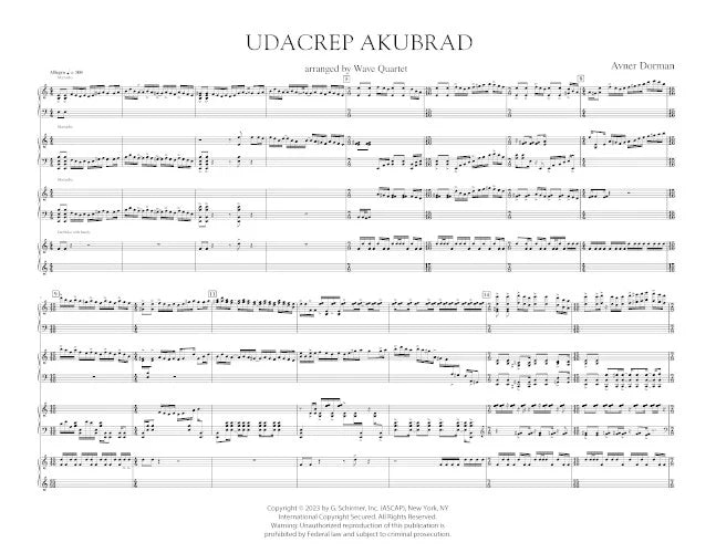 Dorman: Udacrep Akubrad (arr. for percussion quartet)
