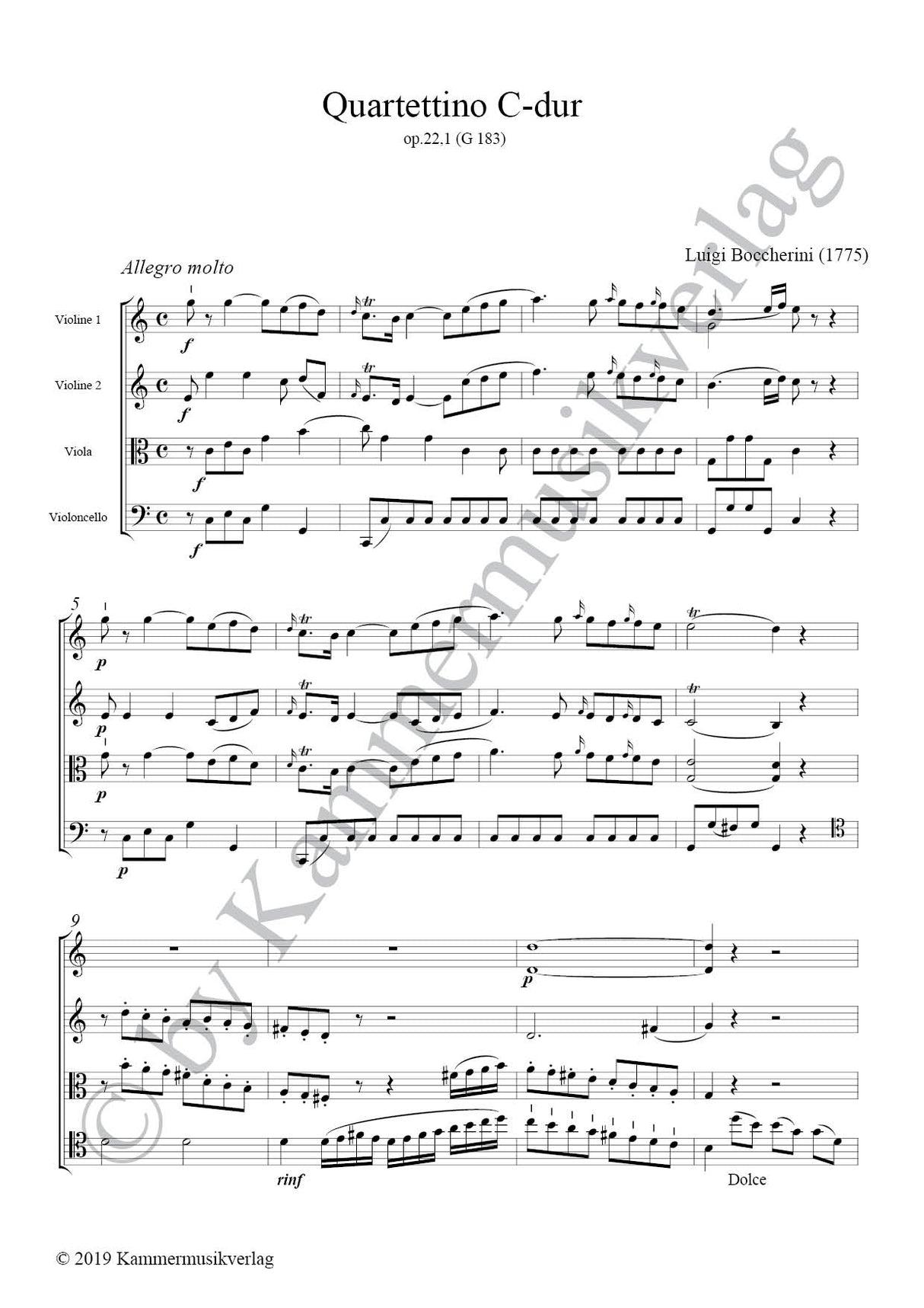 Boccherini: String Quartet in C Major, G 183, Op. 22, No. 1