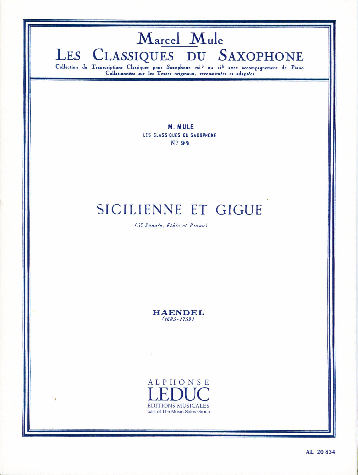 Handel: Sicilienne and Gigue (arr. for saxophone)
