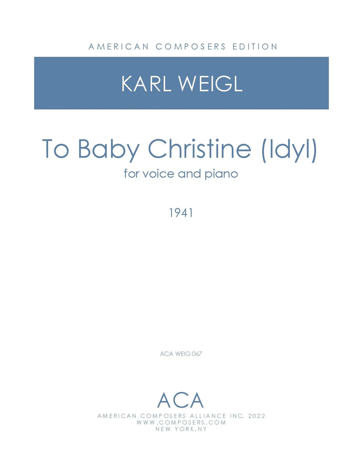 Weigl: To Baby Christine
