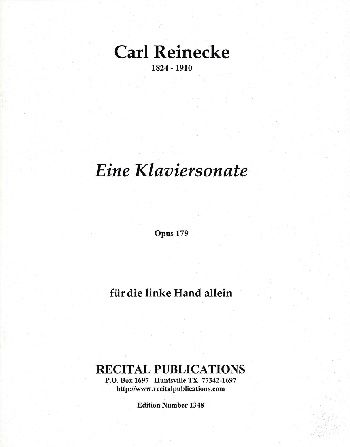 Reinecke: Piano Sonata, Op. 179