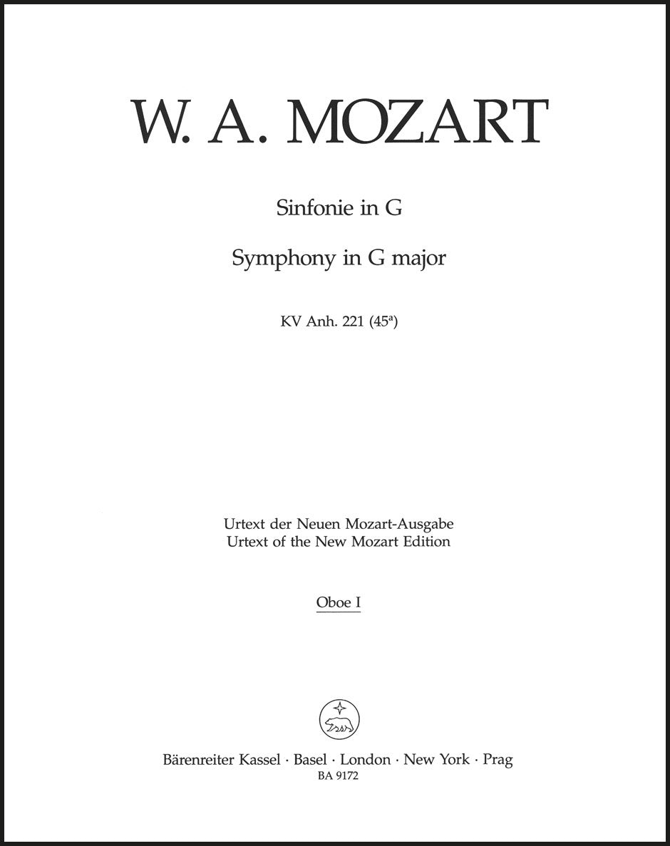 Mozart: Symphony in G Major, K. Anh. 221 (45a)
