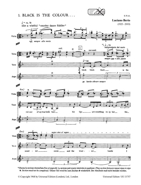 Berio: Folk Songs - for voice & 7 instruments