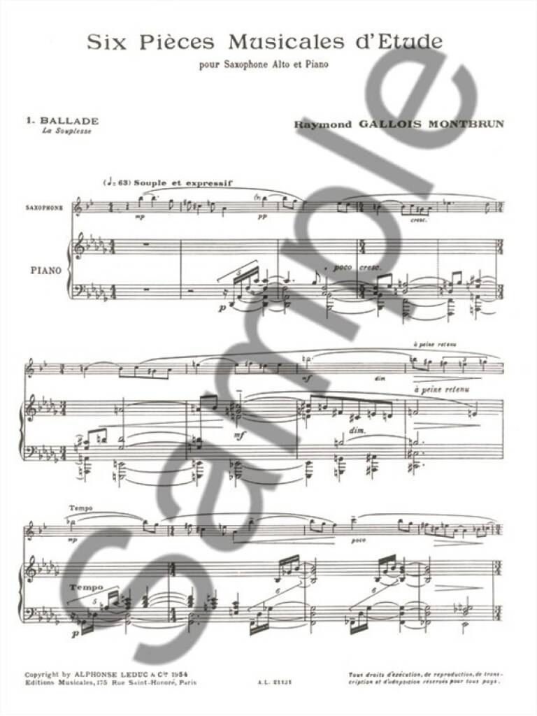 Gallois-Montbrun: Six pièces musicales d'étude