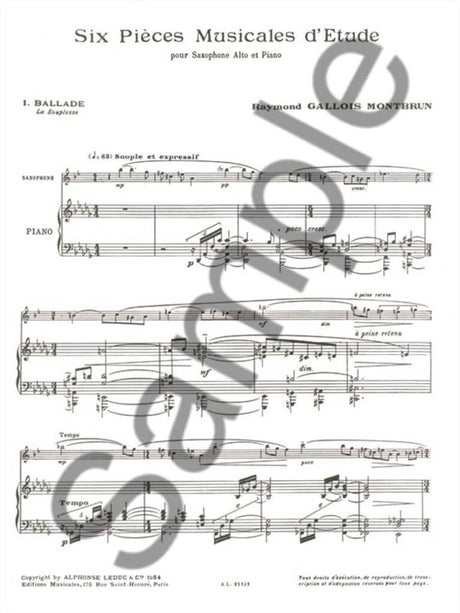 Gallois-Montbrun: Six pièces musicales d'étude