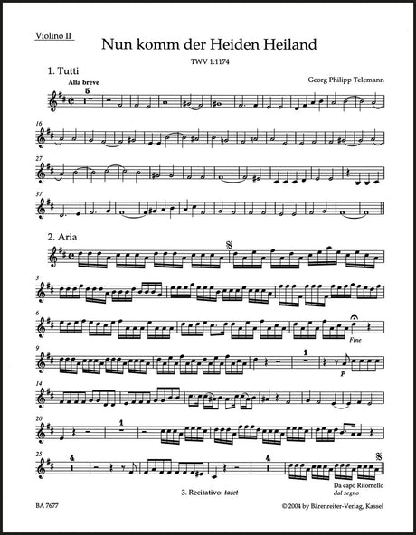 Telemann: Nun komm der Heiden Heiland, TWV 1:1174
