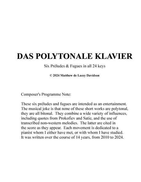 Davidson: Das Polytonale Klavier