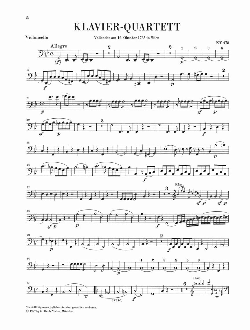 Mozart: Piano Quartets, K. 478 and 493 – Ficks Music