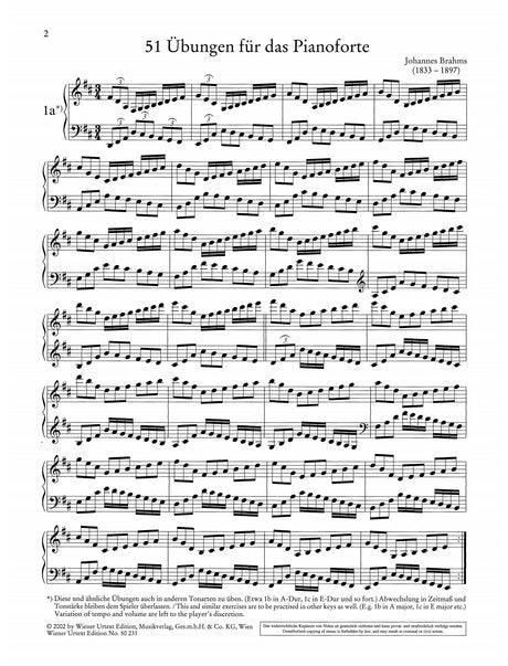 Brahms: 51 Exercises for Piano, WoO 6