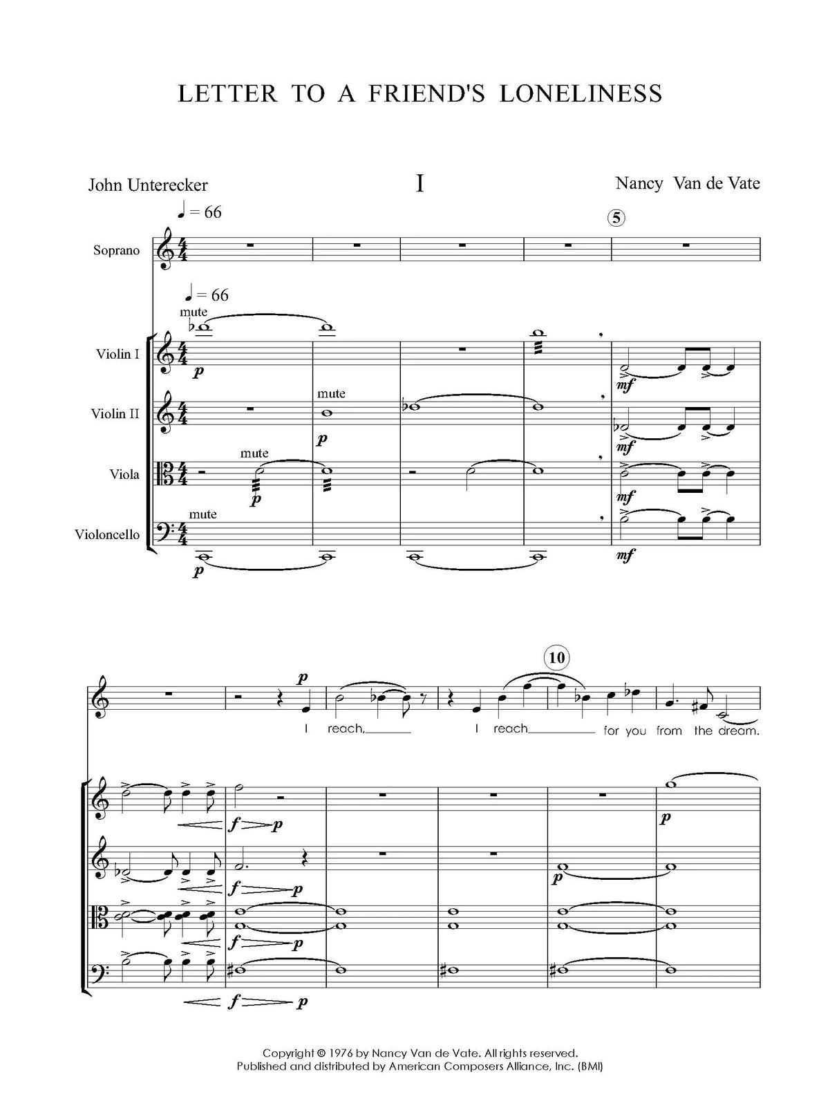 Van de Vate: Letter to a Friend's Loneliness