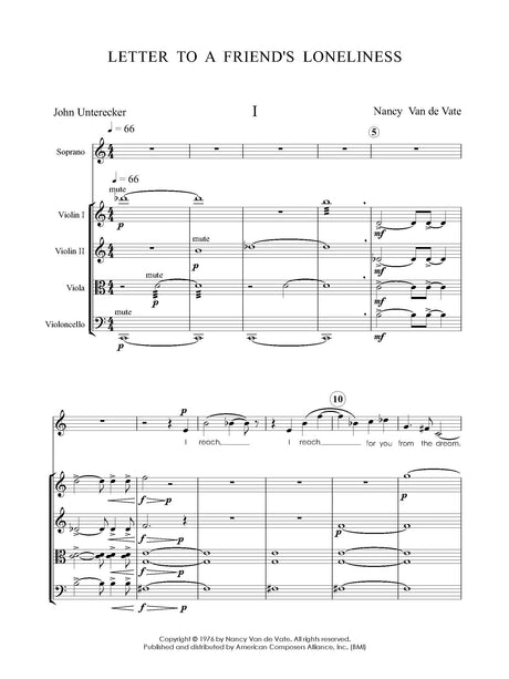 Van de Vate: Letter to a Friend's Loneliness