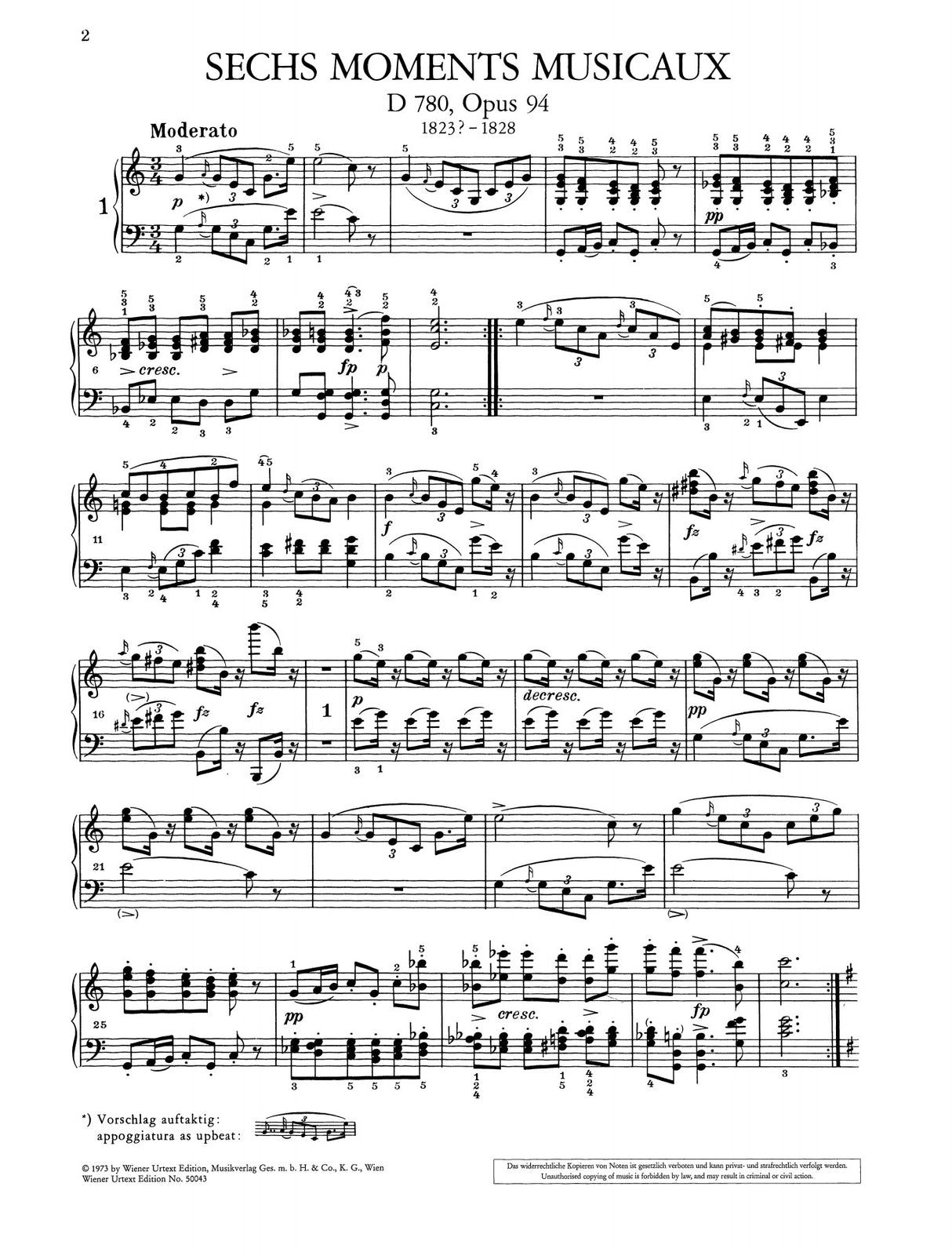 Schubert: Moments musicaux, D 780, Op. 94