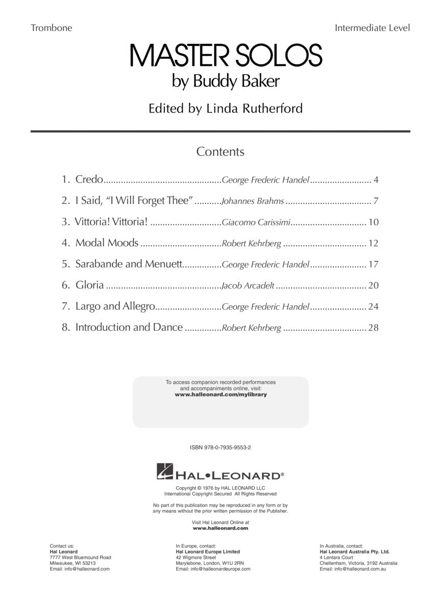 Master Solos: Intermediate Level – Trombone