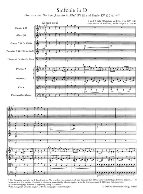 Mozart: Symphony in D Major, K. 111 & 120 (111a)