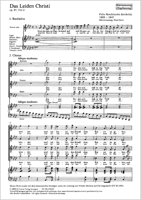 Mendelssohn: The Passion of Christ (Das Leiden Christi)