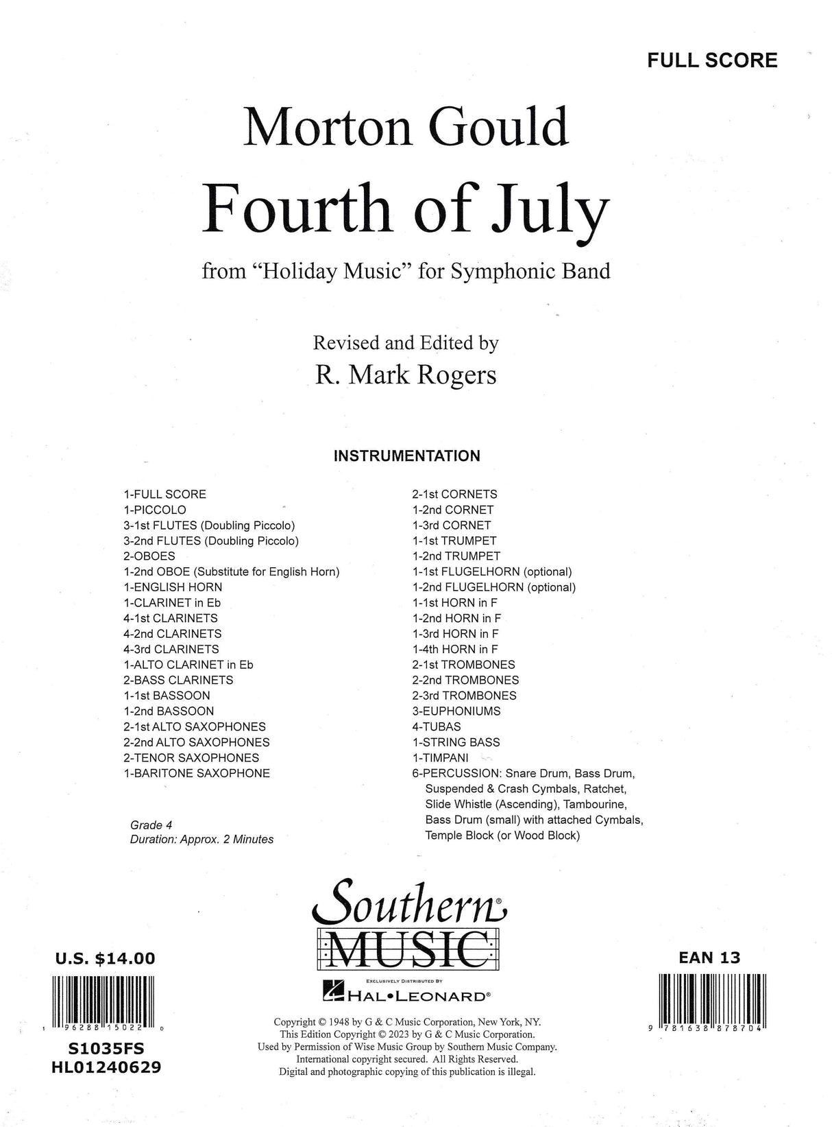 M. Gould: Fourth of July (arr. for concert band)