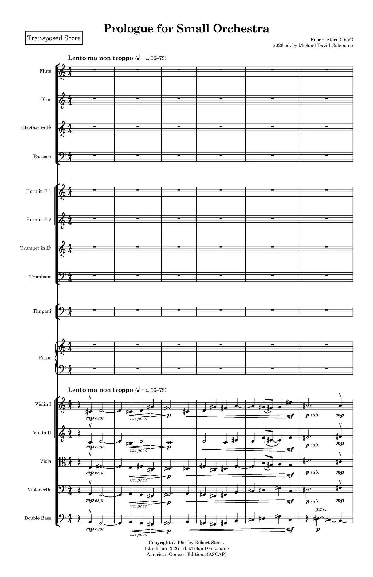 R. Stern: Prologue for Small Orchestra
