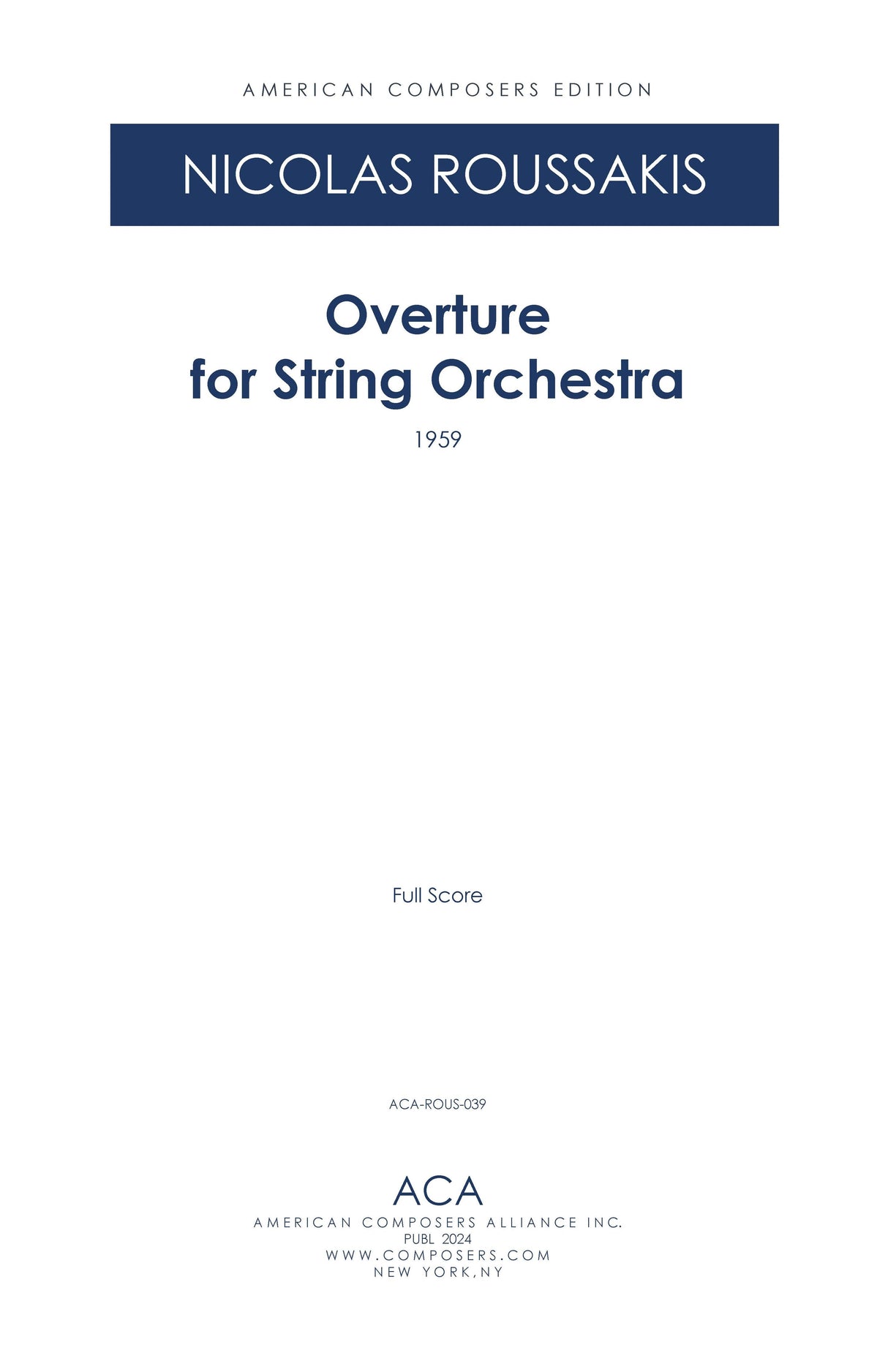 Roussakis: Overture for String Orchestra