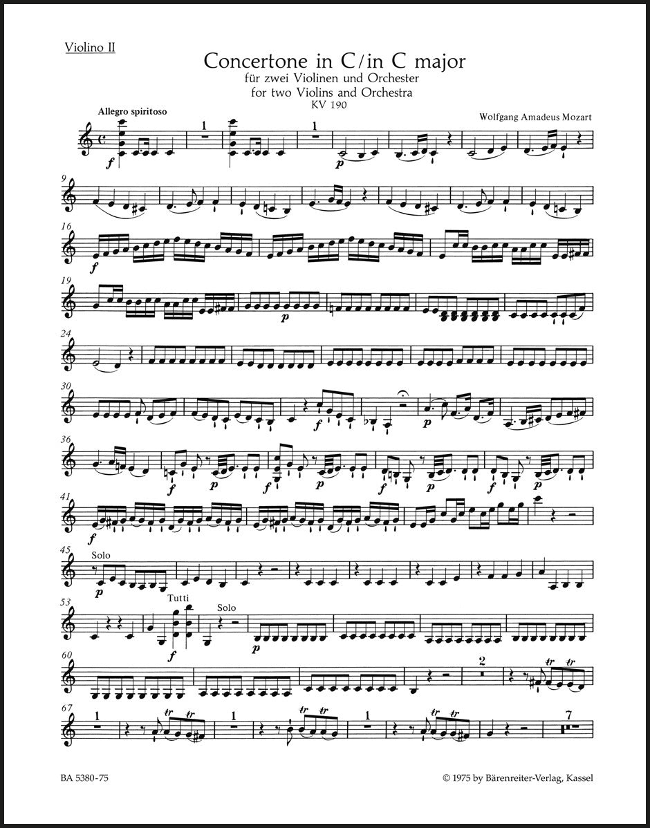 Mozart: Concertone for 2 Violins in C Major, K. 190 (186e)