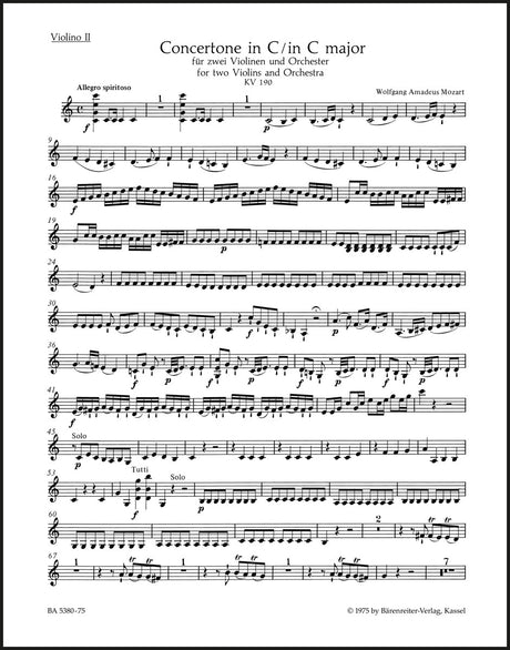 Mozart: Concertone for 2 Violins in C Major, K. 190 (186e)