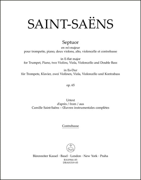 Saint-Saëns: Septuor for Trumpet, Piano, Violins, Viola, Cello and Double Bass in E-flat Major, Op. 65