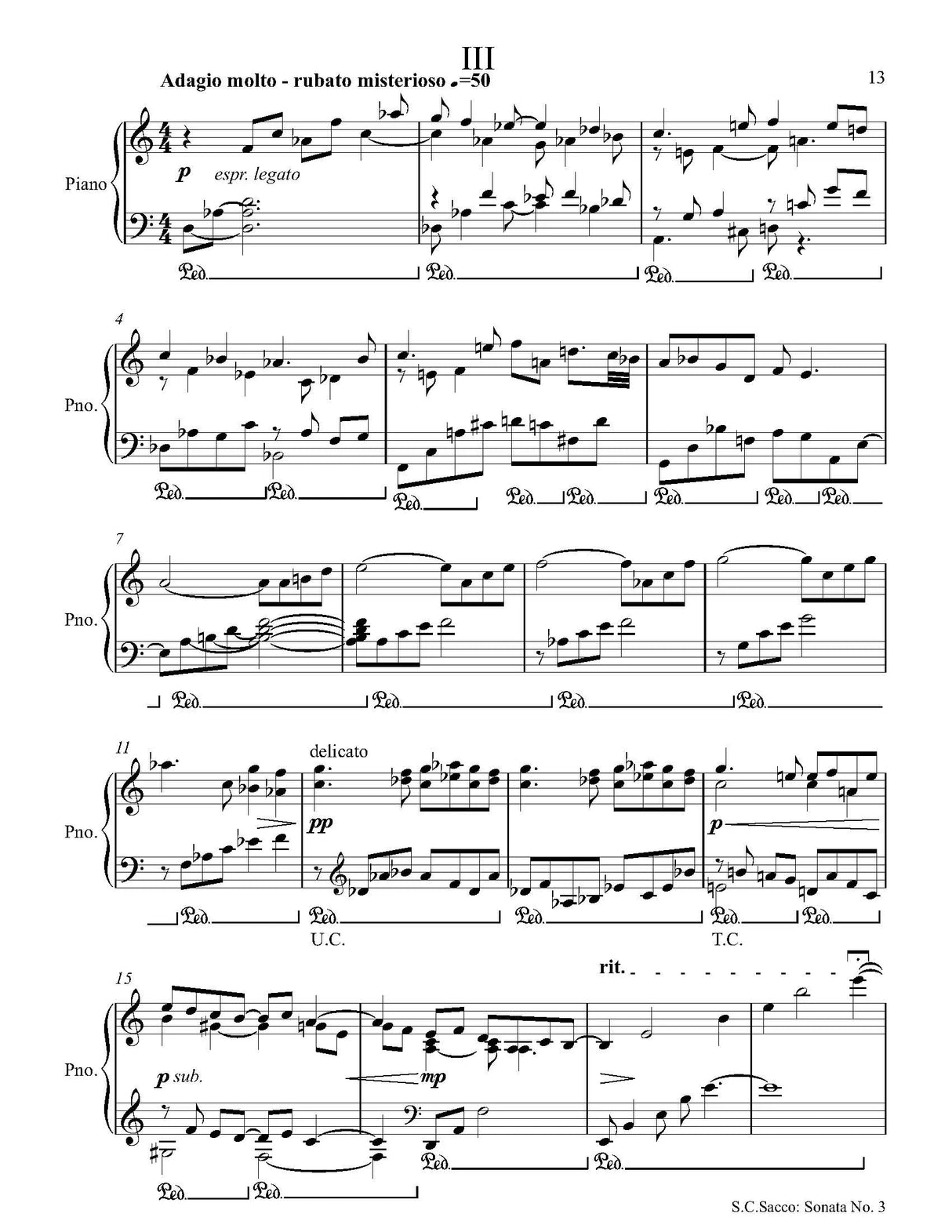 Sacco: Piano Sonata No. 3