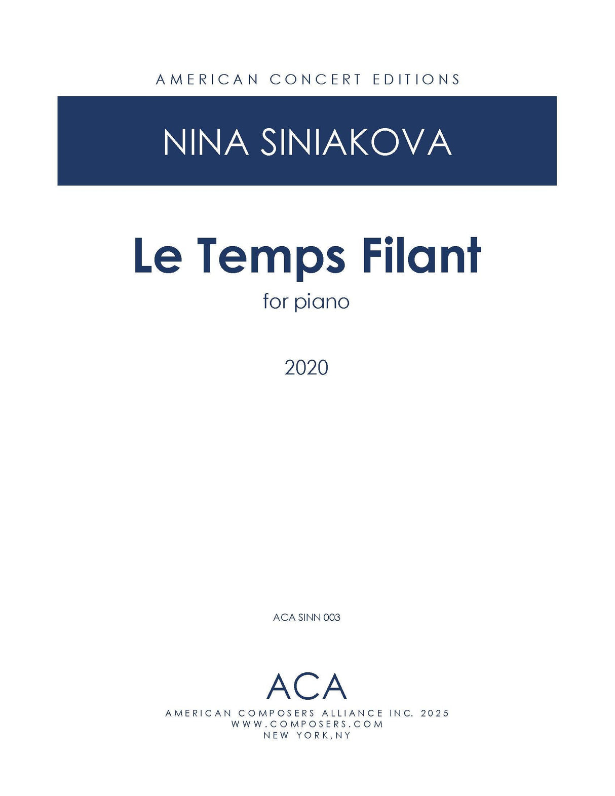 Siniakova: Le Temps Filant