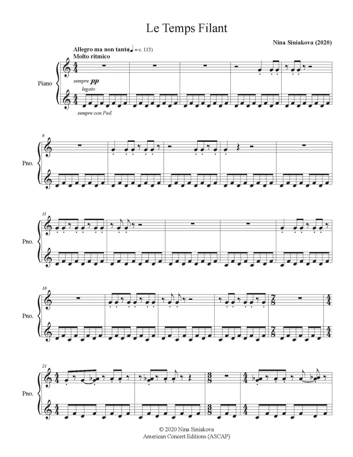 Siniakova: Le Temps Filant