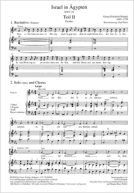Handel: Israel in Egypt, HWV 54 (Parts II+III, 1739)