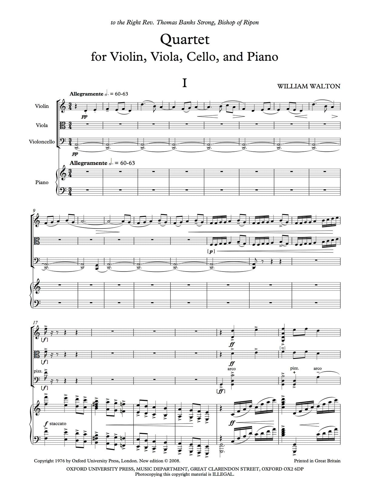 Walton: Piano Quartet
