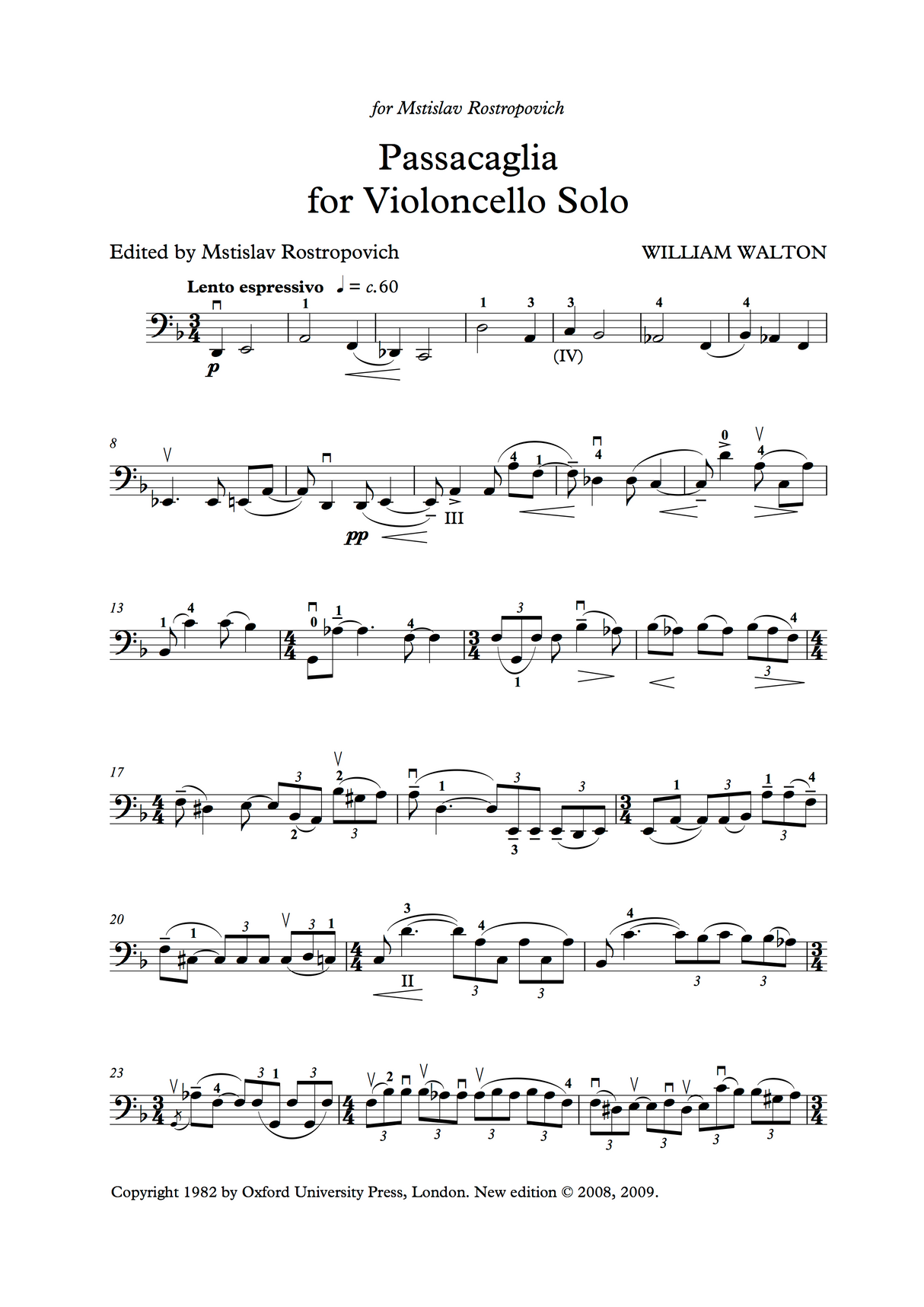 Walton: Two Pieces for Solo Cello