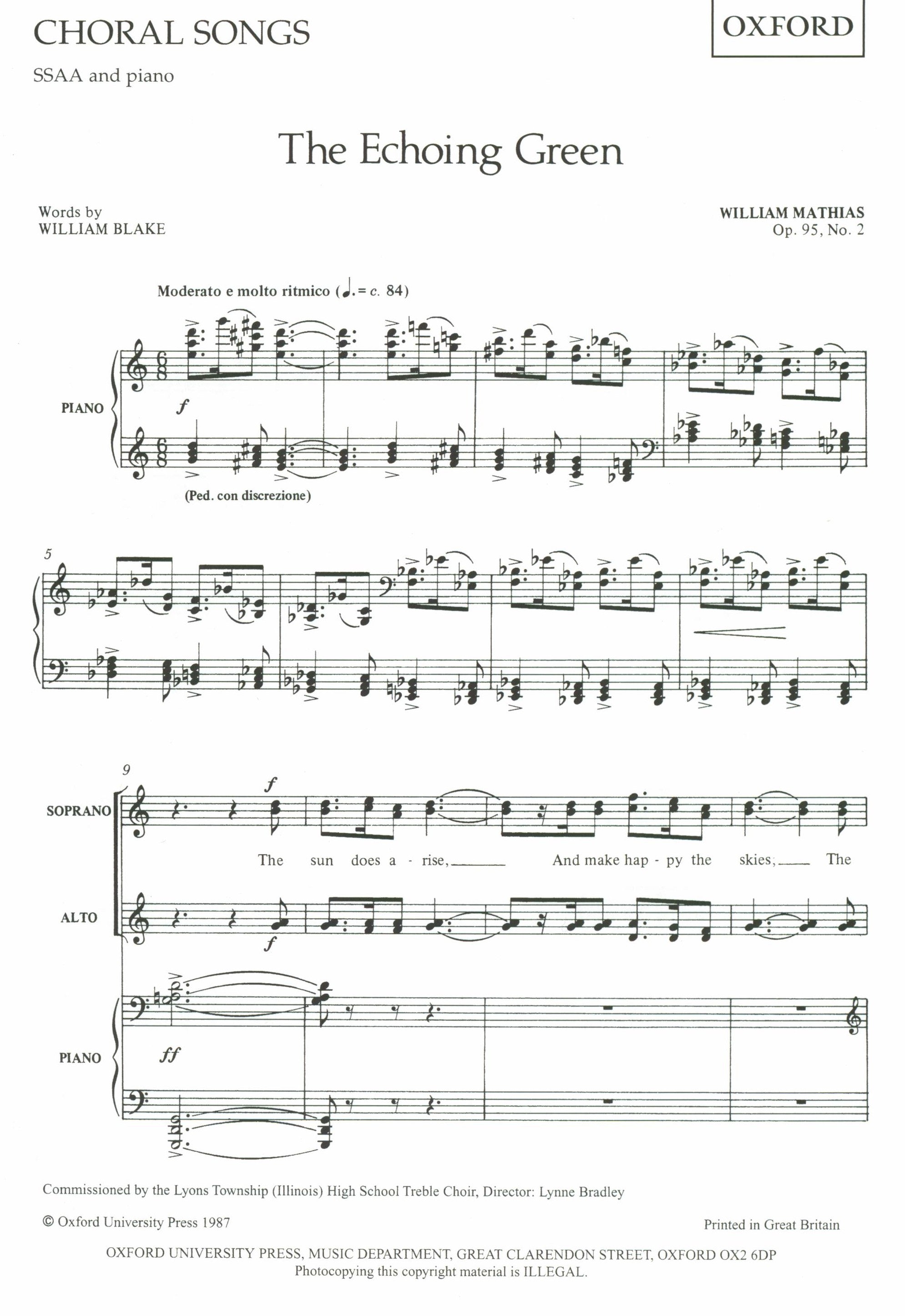 Mathias: The Echoing Green, Op. 95, No. 2