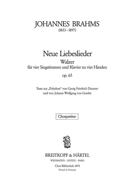 Brahms: Neue Liebeslieder, Op. 65