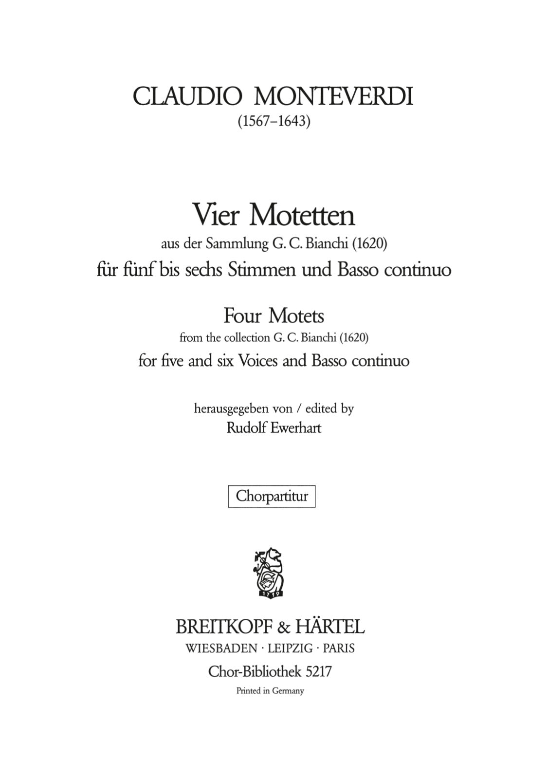 Monteverdi: 4 Motets, SV 289, 293, 294, & 298