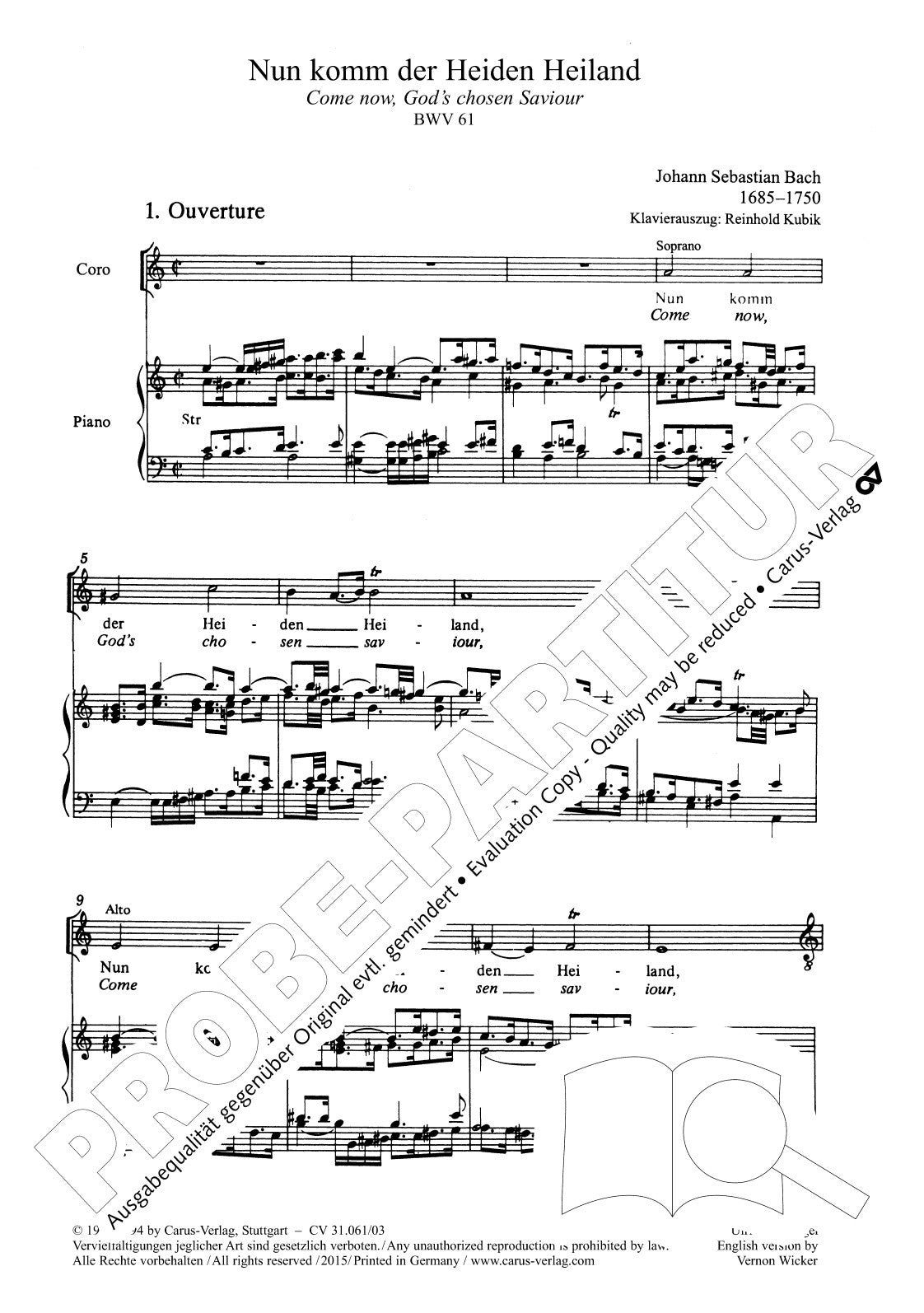 Bach: Nun komm, der Heiden Heiland, BWV 61