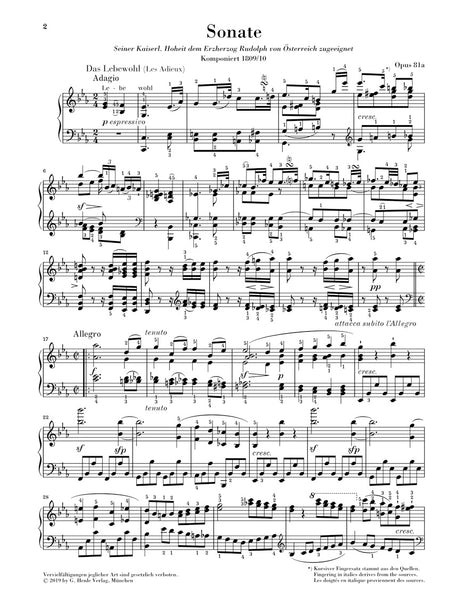 Beethoven: Piano Sonata No. 26 in E-flat Major, Op. 81a