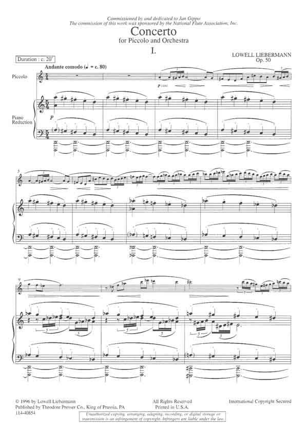 Liebermann: Piccolo Concerto, Op. 50 – Ficks Music