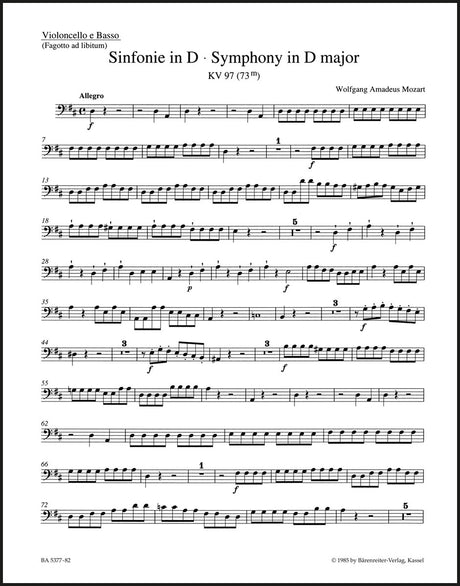 Mozart: Symphony No. 47 in D Major, K. 97 (73m)