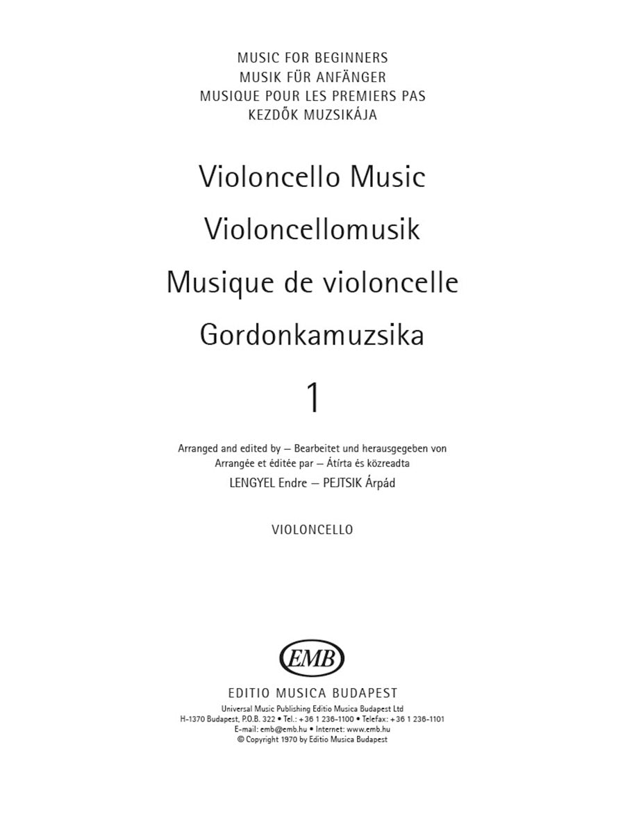 Cello Music - Volume 1