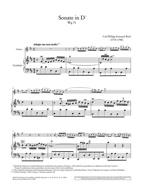 C.P.E. Bach: Works for Violin and Harpsichord - Volume 1 (Wq. 71-74, BWV 1036, Wq. 143-147)