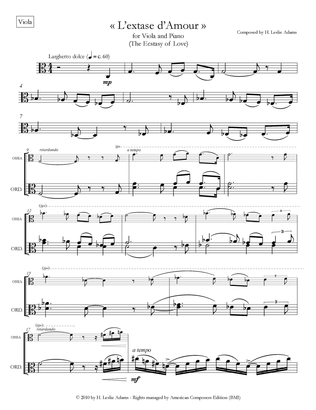 H.L. Adams: L'Extase d'Amour