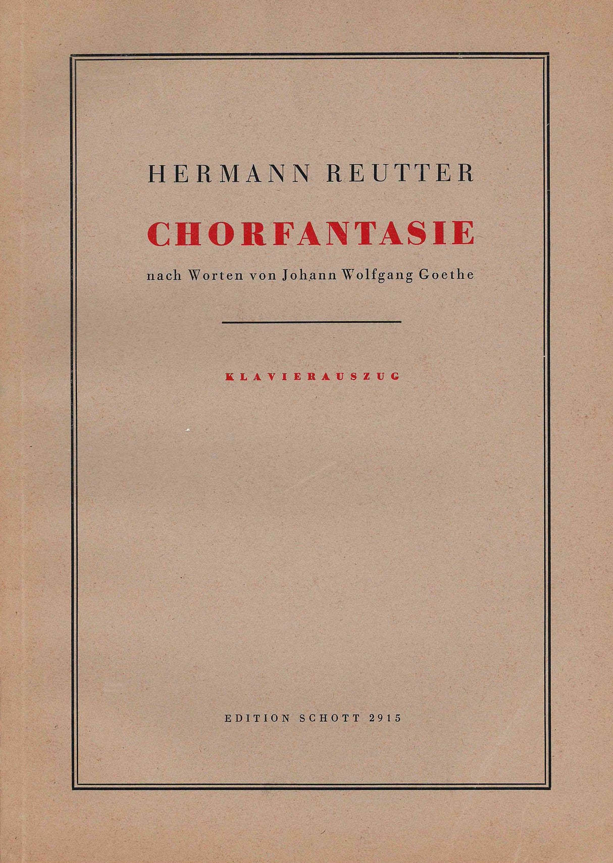Reutter: Chorfantasie, Op. 52