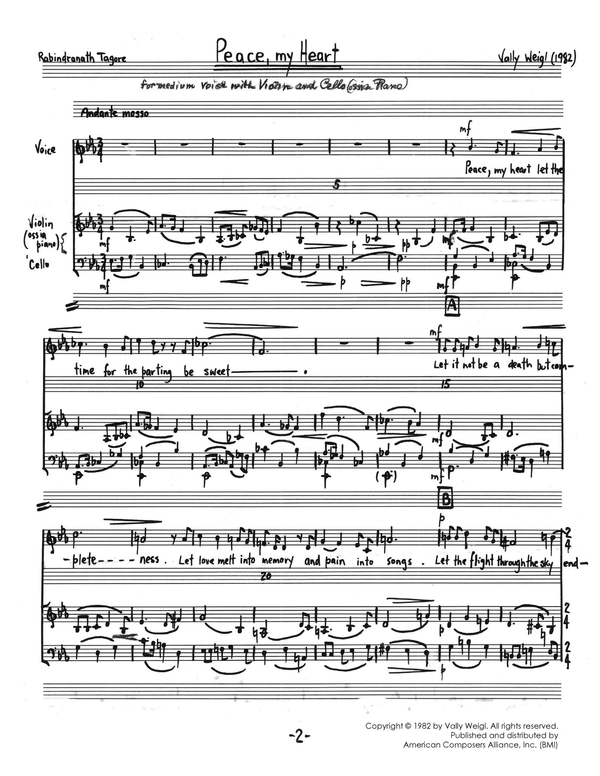 Weigl: Peace, My Heart
