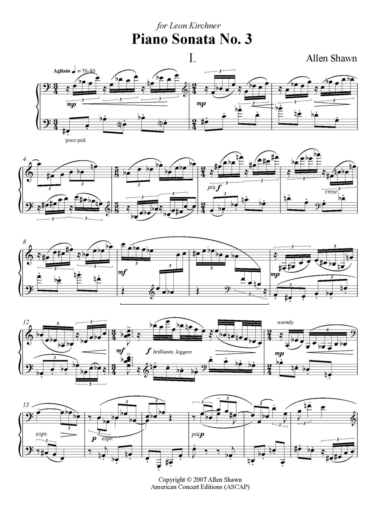 Shawn: Piano Sonata No. 3