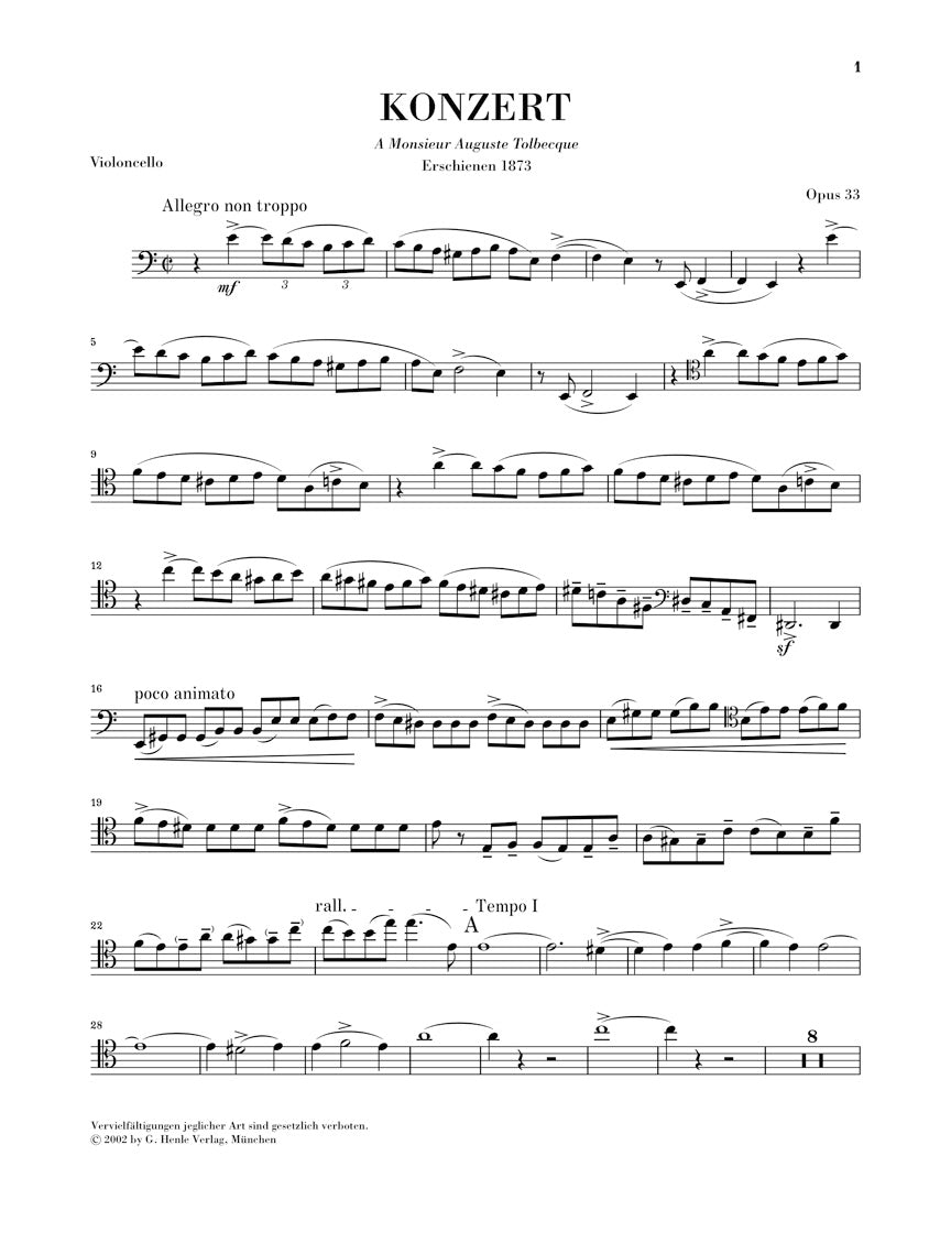 Saint-Saëns: Cello Concerto No. 1 in A Minor, Op. 33 – Ficks Music