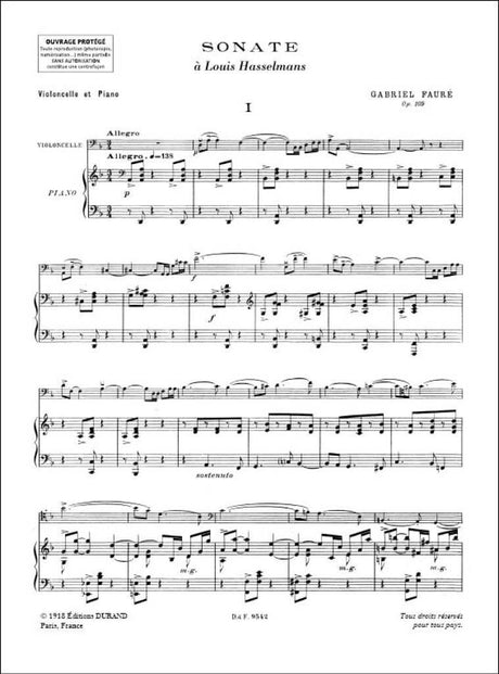 Fauré: Cello Sonata No. 1 in D Minor, Op. 109
